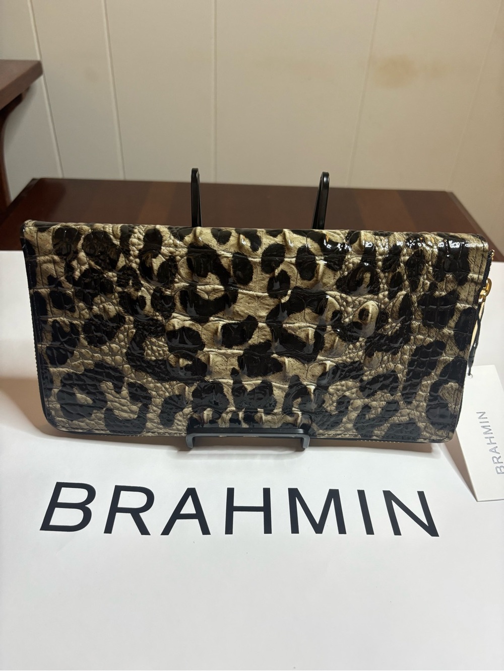 Brahmin Skyler Snow Leopard Zip-Around Wallet - Picture 3 of 7